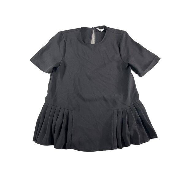 Zara Shirt Womens XS Black Flared Tunic Round Neck Business Casual Lightweight - Picture 1 of 10